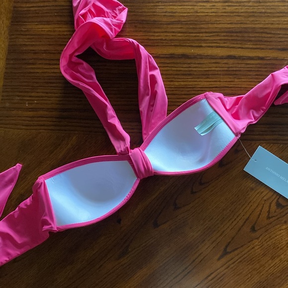 NWT Halter tie bandeau swimsuit top, size XS, Antonio Melani, bright pink - Picture 4 of 4